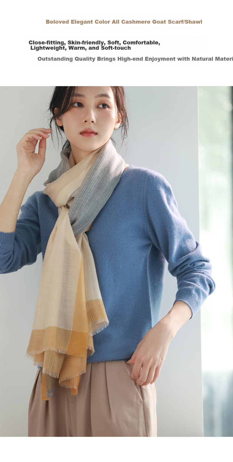 Hangsifu Pure Cashmere Scarf, Large Size Shawl, Outer Wrap Neck Scarf, Practical Gift for Mom on Holidays, Birthdays, And Mid-Autumn Festival 7