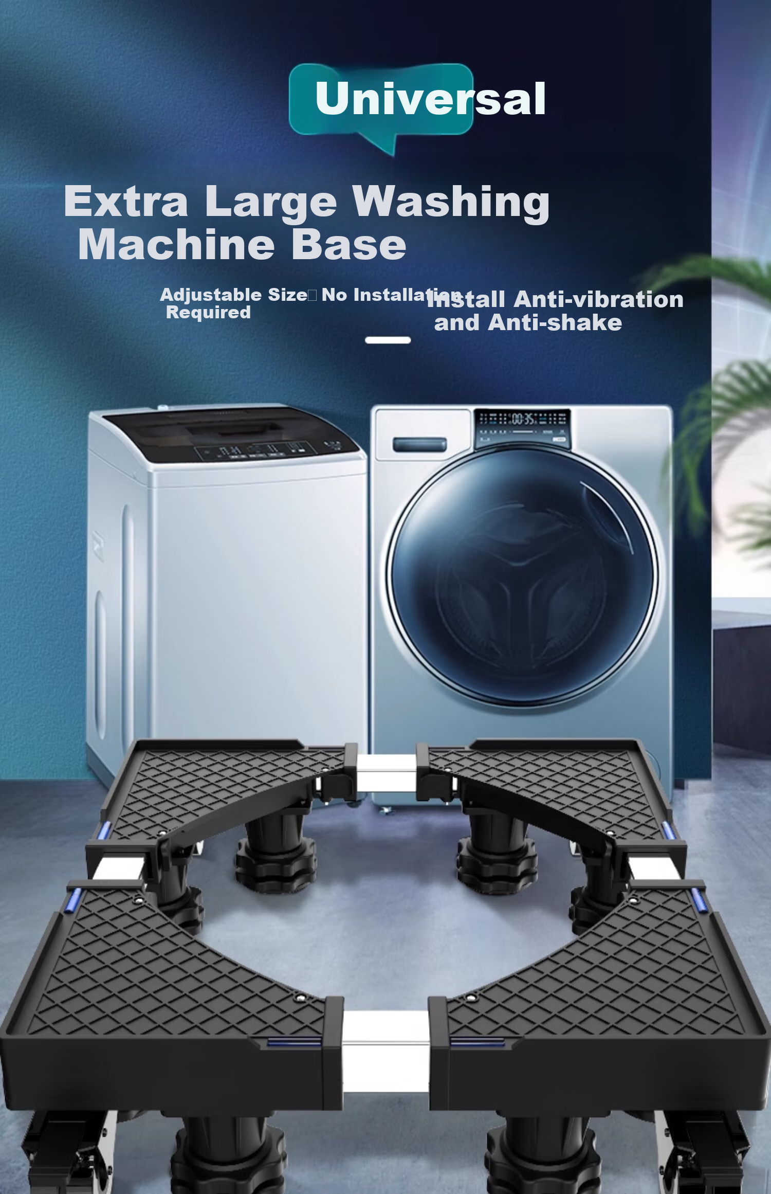 Beishi Washing Machine Base, Universal Base for Impeller And Drum Washers, Height-Increasing Foot Pad Stand, Refrigerator And Washing Machine Riser, Suitable for 10-12KG Washers, 12 Large Feet 3