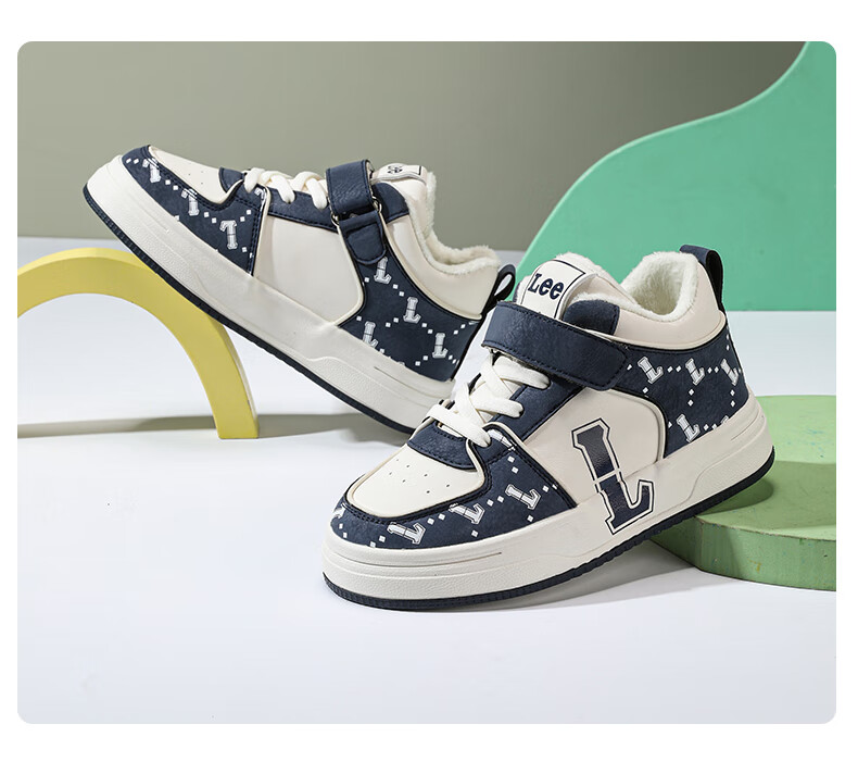 LEE KIDS Children's Shoes, Autumn Casual Sneakers for Boys And Girls, Lightweight Sports Shoes for Older Kids, Beige Blue, Size 34 39
