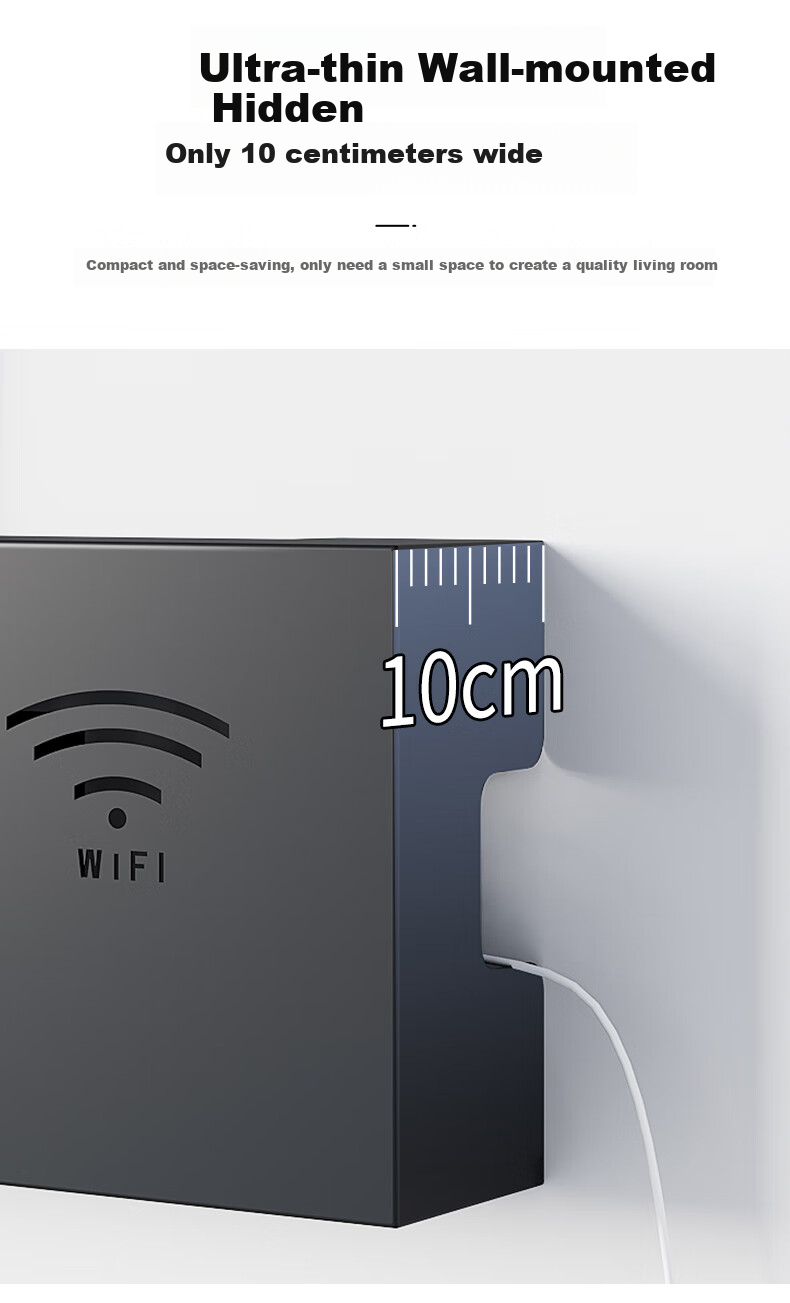 Shuranjia Router Storage Box, Wireless WiFi TV Set-Top Box Shelf, Carbon Steel Black, Size 06 8
