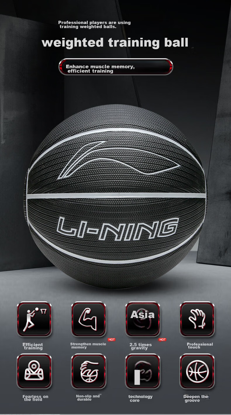 Li-Ning 957 Basketball, Outdoor Dust-Proof, Wear-Resistant, Non-Slip, Cement Court, Size 7, for Adults And Students, 20K Competition Special Gift, Blue Ball 5