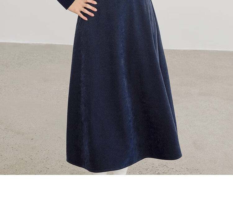 Sentubila Elegant Commuter Set Women Autumn Color-Block Lace Round Neck Stretch Knit Top A-Line Flared Skirt Two-Piece Set 13