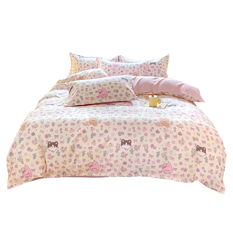 Jinhao Thickened Brushed Cotton 3-Piece Set 7A Antibacterial Mite-Resistant Student Dormitory Bedding Sheet Quilt Cover 1.2M Bed Summer