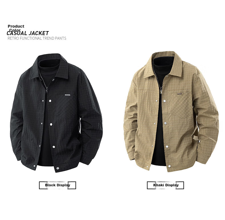 TUCANO Jacket for Men, Spring And Autumn Outerwear, Long-Sleeved Trendy Outdoor Loose Casual Lapel Menswear Top, Black, XL 1