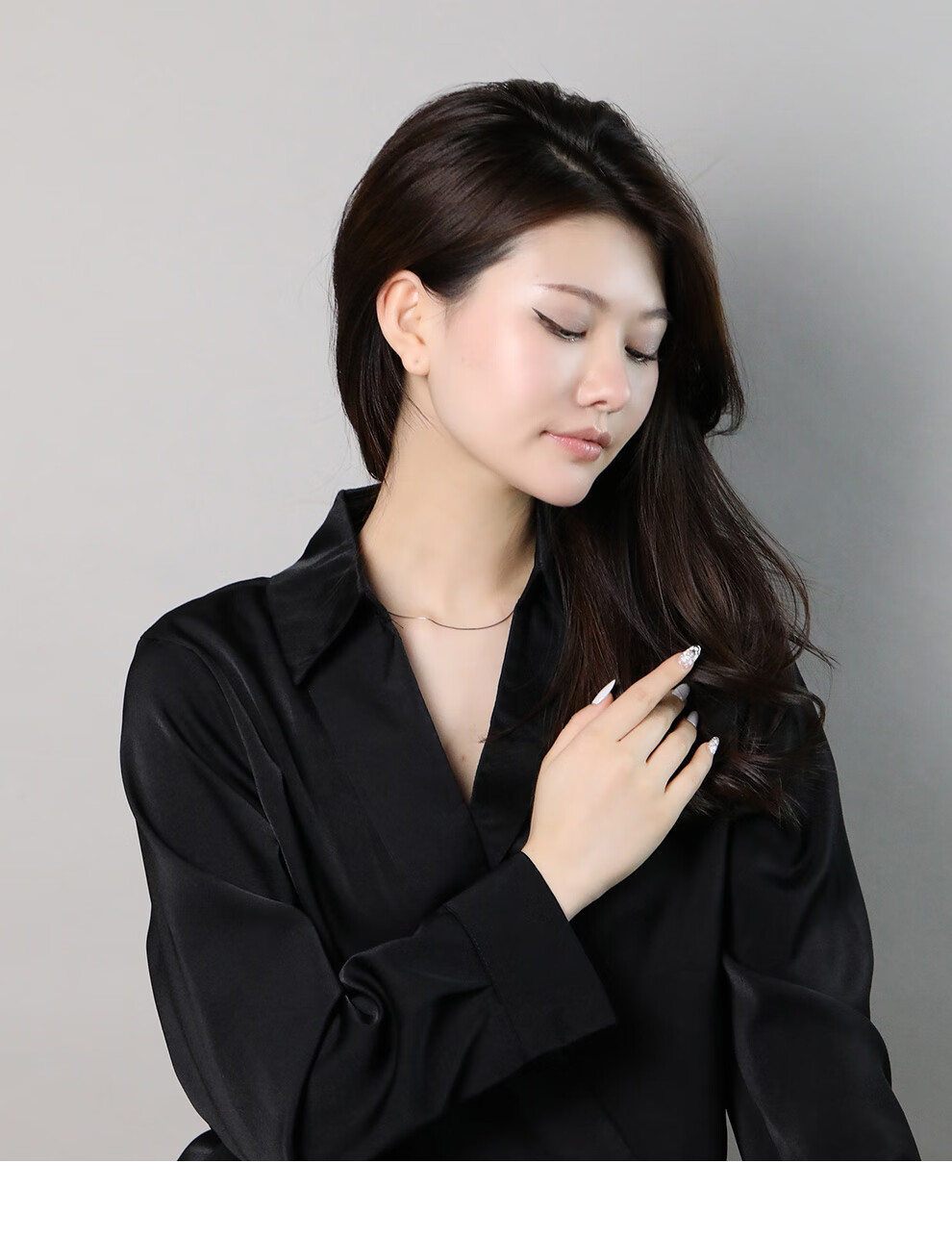 Laoyinjiang Silver Necklace without Pendant, S925 Silver Chain for Women, Simple Bare Chain, Versatile And Fashionable Collarbone Chain for Ladies 12
