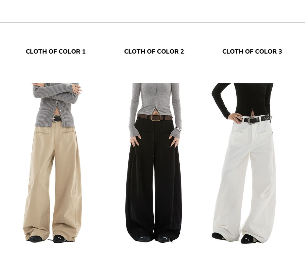 ICH MODE Women's American Vintage Casual Wide-Leg Straight Loose Sports Pants Black M 2