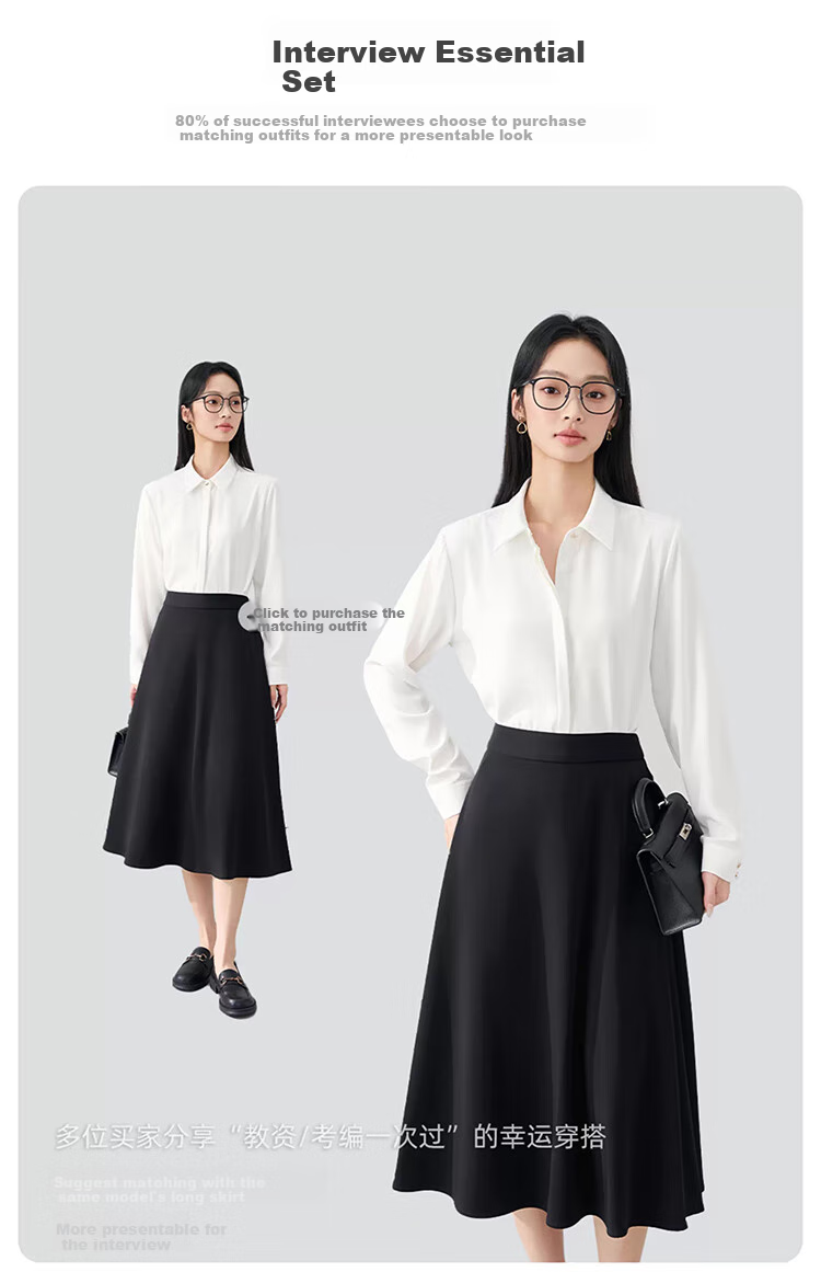 Bodexiaojie White Professional Blouse for Women, Interview Attire, Office Wear, Formal Top, Suit Inner Layer, Workplace Elegant Blouse 15