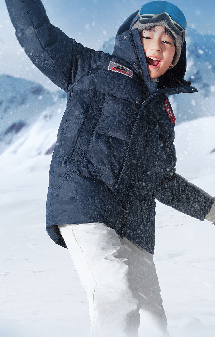 BOSIDENG 25 Classic Extreme Cold Thick Down Mid-Long Hooded Coat for Older Children New Year Red Jacket 1