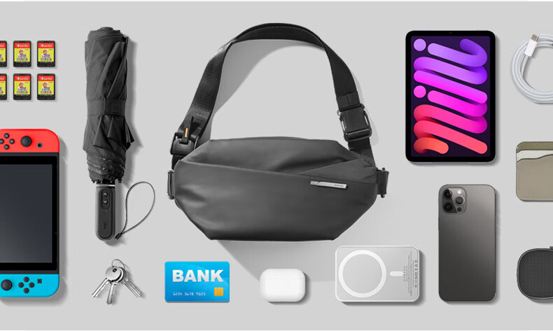 Inateck Large Capacity Crossbody Shoulder Chest Waist Bag Casual Sports Phone Storage Bag Upgraded Version Phantom Night Black 5
