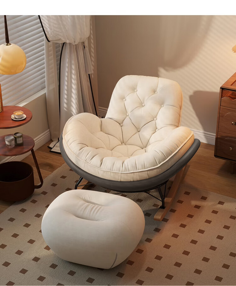 JIAYI Rocking Chair Lazy Sofa Nap Recliner Living Room Adult Single Sofa Chair Balcony Backrest Leisure Chair 2