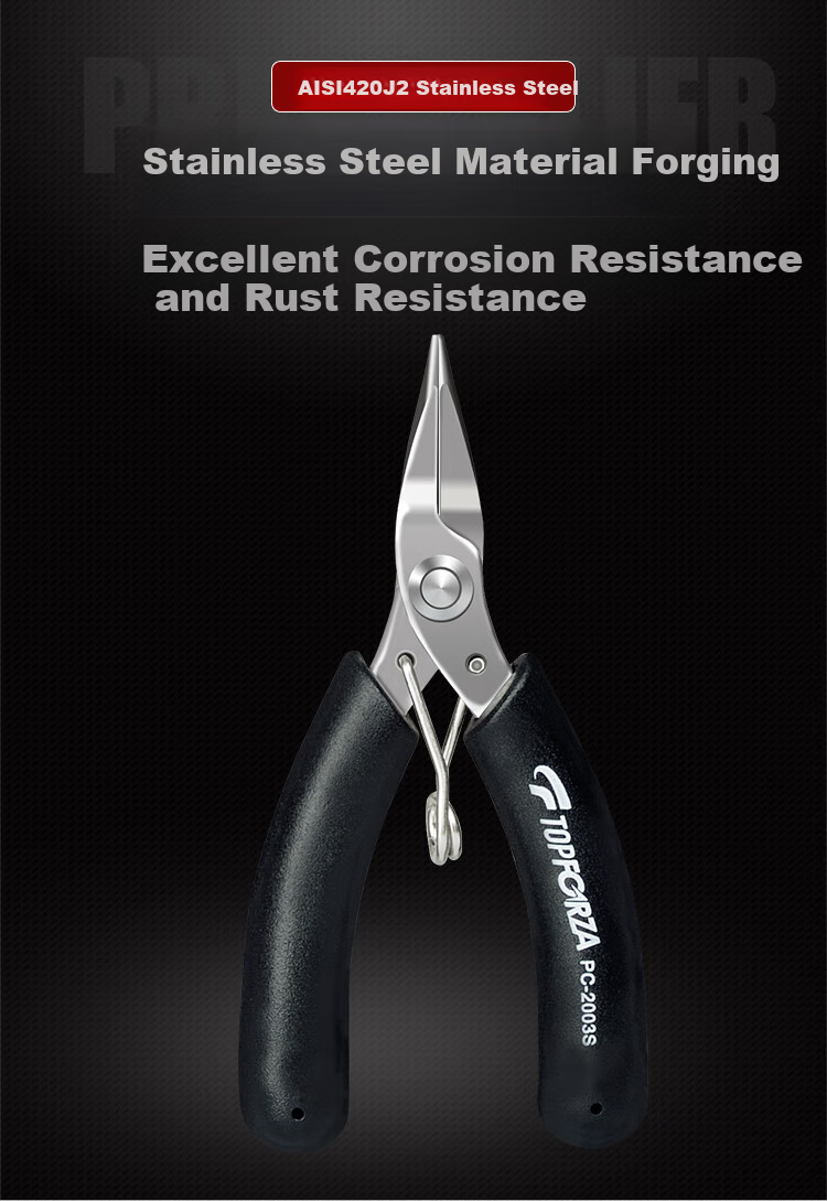 TOPFORZA Needle-Nose Pliers, Small Size, Non-Serrated Wire Cutters, Electrician's Specialized Multi-Functional Mini Wire Cutter, Needle-Nose Pliers PC-2003S 2