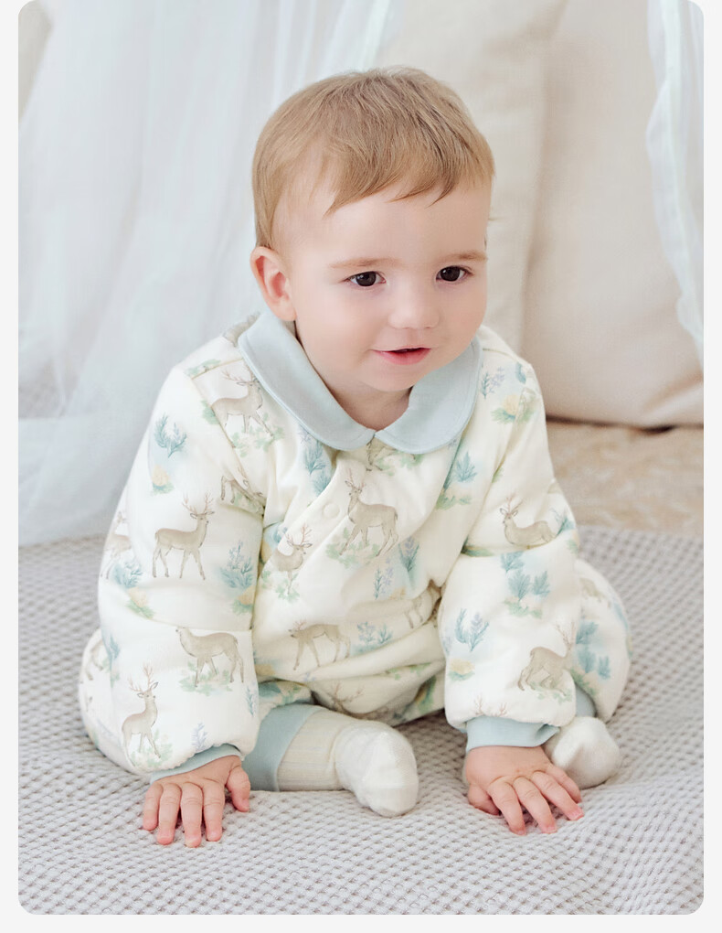 DAVE & BELLA Baby Girl Antibacterial Cotton-Padded Romper Autumn Winter Infant Jumpsuit Newborn Bodysuit 2