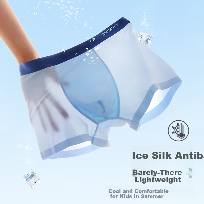 Hengyuanxiang Boys' Underwear, Ice Silk Boxer Briefs, Children's Boxer Shorts, Antibacterial Thin Shorts for Older Boys And Teenagers