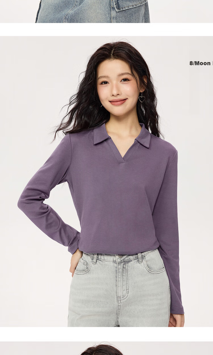 ZARA Long Sleeve Polo Shirt Women Autumn and Winter Pure Cotton Ladies Slim Fit V-neck Top 05315781 15