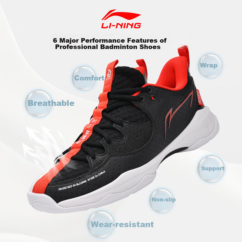 Li-Ning Men's Fuzhuo Shoes, Third Generation LITE Professional Sneakers, Shock-Absorbing And Rebound, for Competition And Training