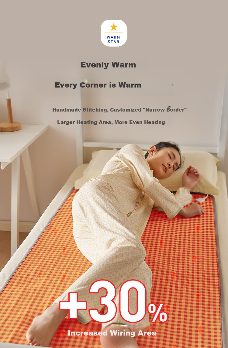 JD Original [High Temperature Power-Off] Timed Antibacterial Mite-Removing Electric Heating Blanket Mattress Pad for Dormitory And Home Use - Single Person 0.8x1.5m 3