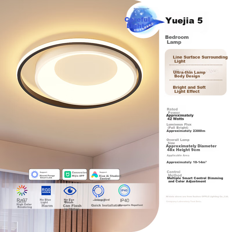 Потолочный светильник OPPLE Yuexia 5, 42 Вт, умный, с регулируемой яркостью, для гостиной и спальни, площадь освещения 14 м², круглый
