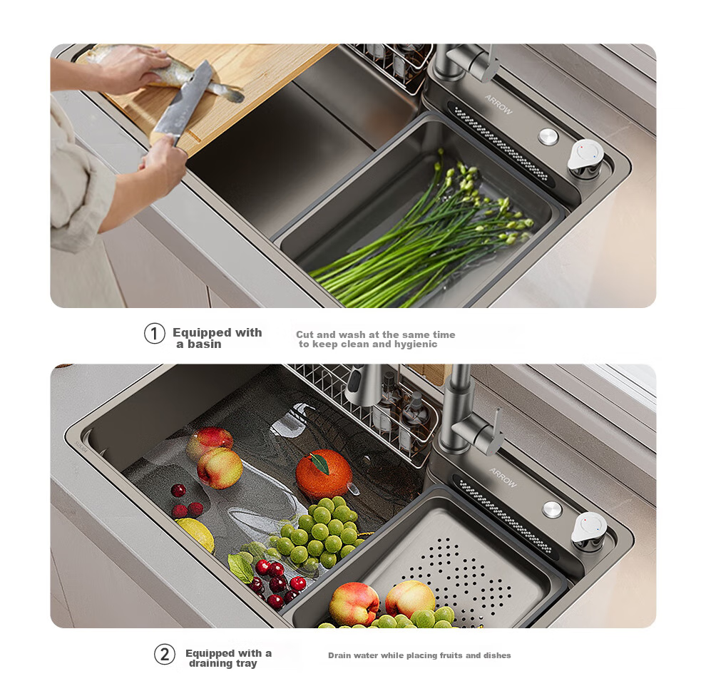 ARROW Treasure Basin Pro, Large Single Sink, 304 Stainless Steel Vegetable Washing Basin, Nano [Renovation Subsidy 15%] 33