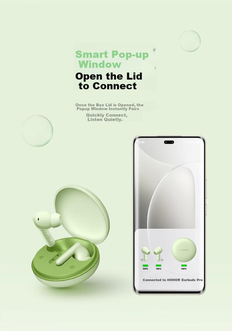 HONOR Earbuds A Pro [Subsidies], Bluetooth Earphones, HONOR Headphones, Noise Reduction, High Sound Quality, Long Battery Life, Compatible with HONOR, Huawei, Xiaomi Phones, White 8