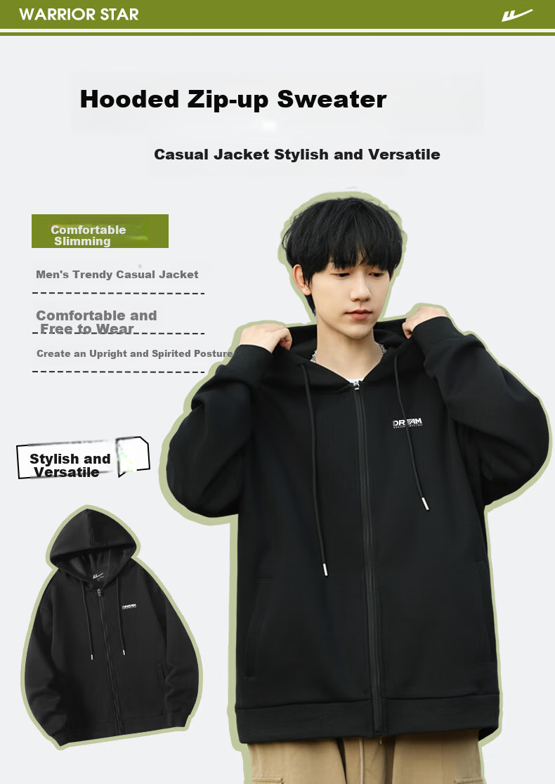 Warrior Hoodie Jacket for Men, Versatile Spring And Autumn Loose Casual Knit Cardigan Sweatshirt Sports Outerwear 7