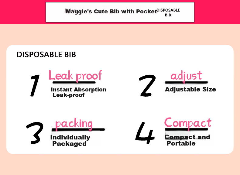 Maigemeng Disposable Drool Bibs, 30 Pieces, Baby Bibs, Anti-Drooling And Spitting Neck Gaiters, Rotatable Adjustment, No-Wash 2