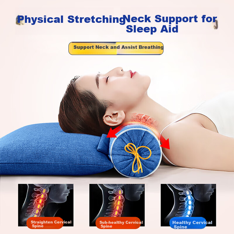 Zhunhang Cervical Pillow for Cervical Spondylosis, Neck Support Pillow, Buckwheat And Mugwort Pillow, Firm Sleeping Pillow for Adults, Round Pillow for Sleeping 8