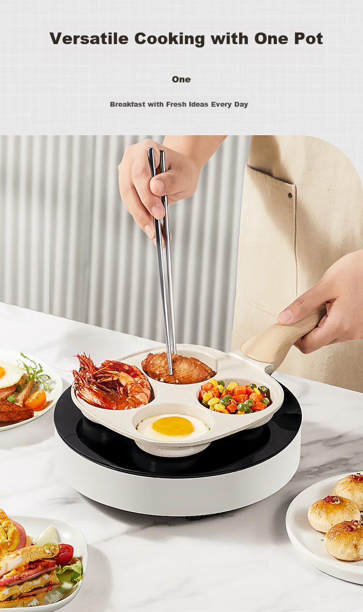COOKER KING Breakfast Essential: Pancake Maker, Egg Frying Pan, Burger Pan, Four-Hole Breakfast Griddle, 18cm 2