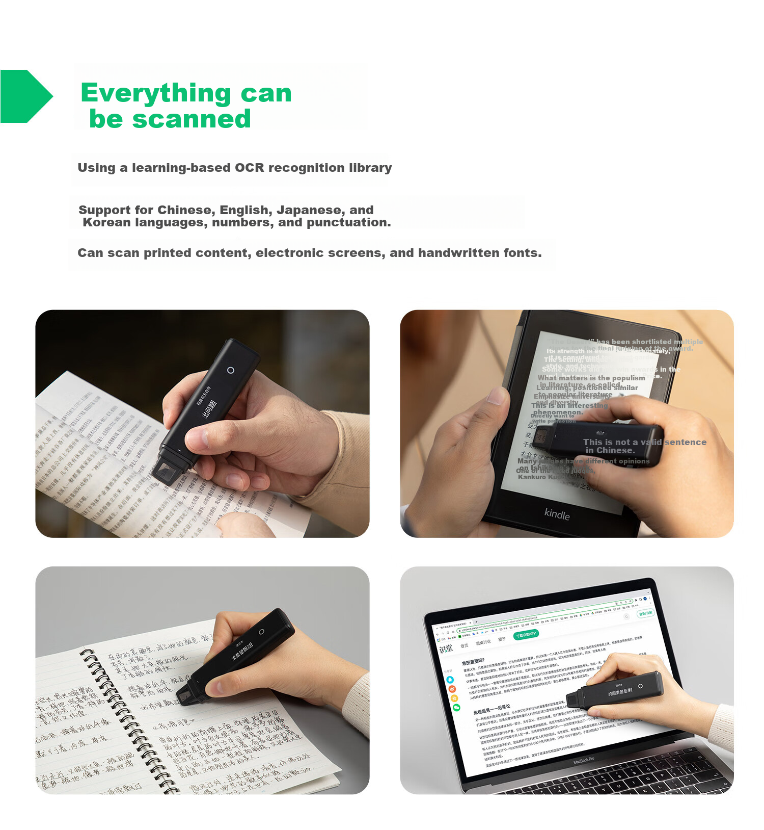Yinxiangbiji EverMARKER+ Black Portable Scanner Pen for Text Extraction, Note-Taking, And Quick Recording 7
