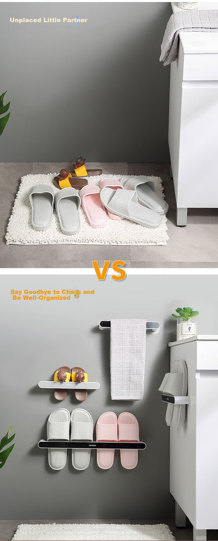 Ecoco Bathroom Shoe Rack, Toilet Storage Shelf, No-Drill Over-The Shoe Organizer, Gray 7