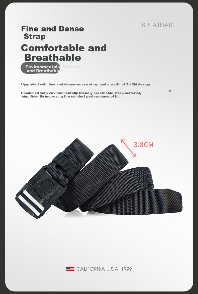 TFO Sixth Generation Outdoor Belt, Hiking And Travel Woven Casual Canvas Belt 2802411, Black 6