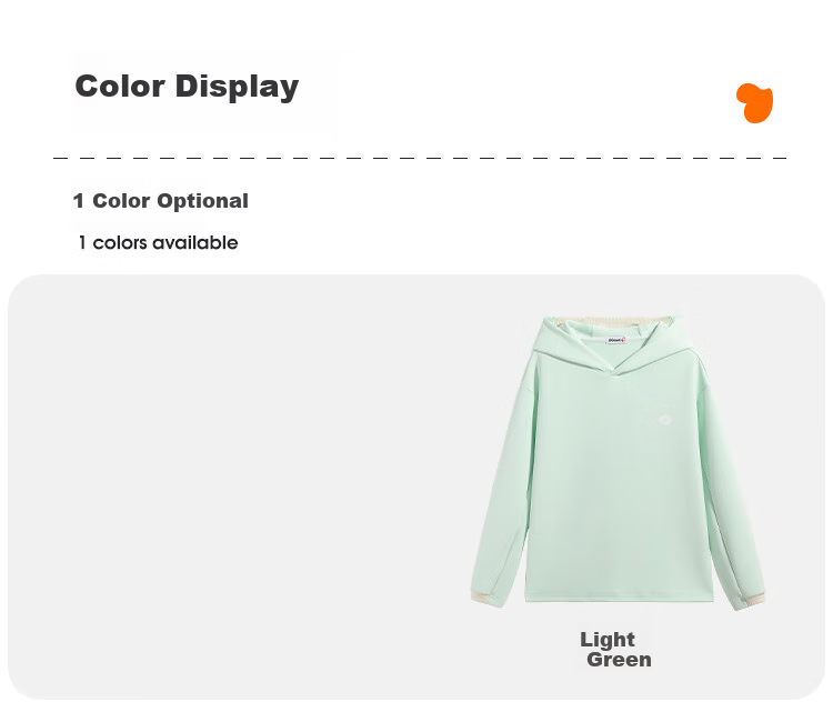 QQ DUCK Girls' Sweatshirt, Children's Autumn Hooded Top, Youth Outdoor Comfortable Sportswear, Light Blue; 160 7