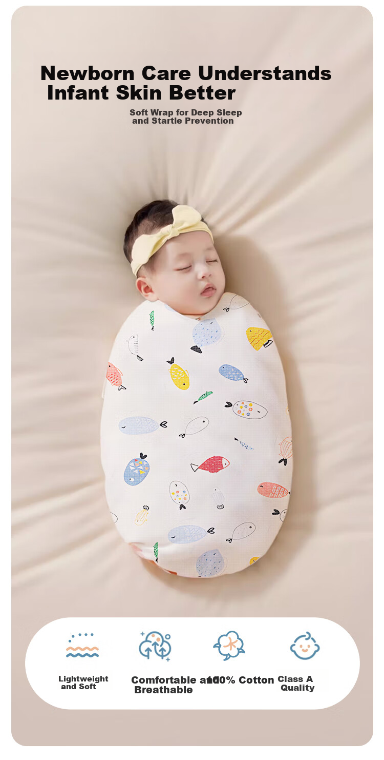 Guangduola Swaddle Blanket, Pure Cotton Newborn Baby Wrap, Maternity Ward Swaddling Cloth, Sleeping Bag, 2-Pack 1