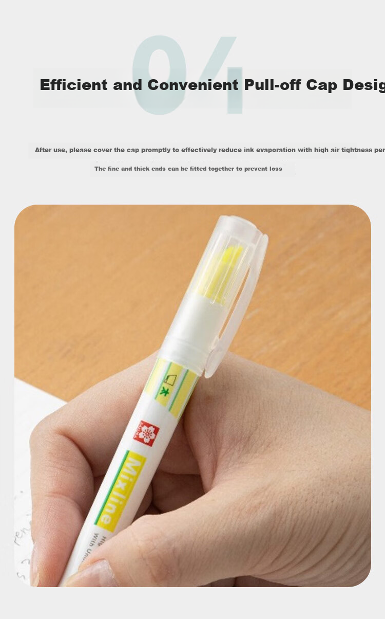 SAKURA Multifunctional Dual-Head Highlighter, 6 Colors, Planner Pen, Exam Review Marker, 3-Piece Set, Colorful 9