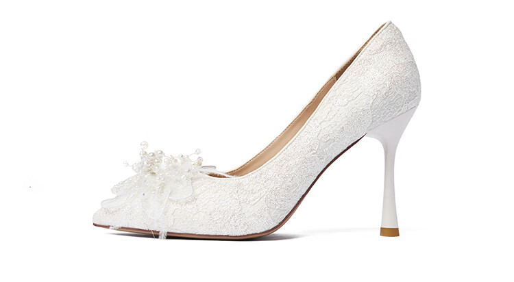 Zhuoshini Women's High Heel Stiletto 2026 New Gorgeous Wedding Shoes Bridal Engagement Two-Wear Silver White Size 35 3