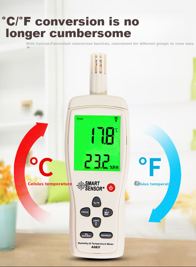 Xima High-Precision Digital Air Temperature And Humidity Meter, Industrial Handheld Integrated Temperature And Humidity Detector AR807A+ 11