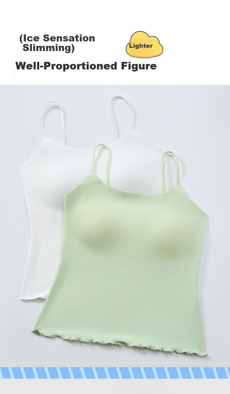Bandgewoo Camisole for Women with Built-In Bra Pads, Seamless Underwear, Beautiful Back Design, Thin Straps, Anti-Exposure Bralette, Inner Wear 2