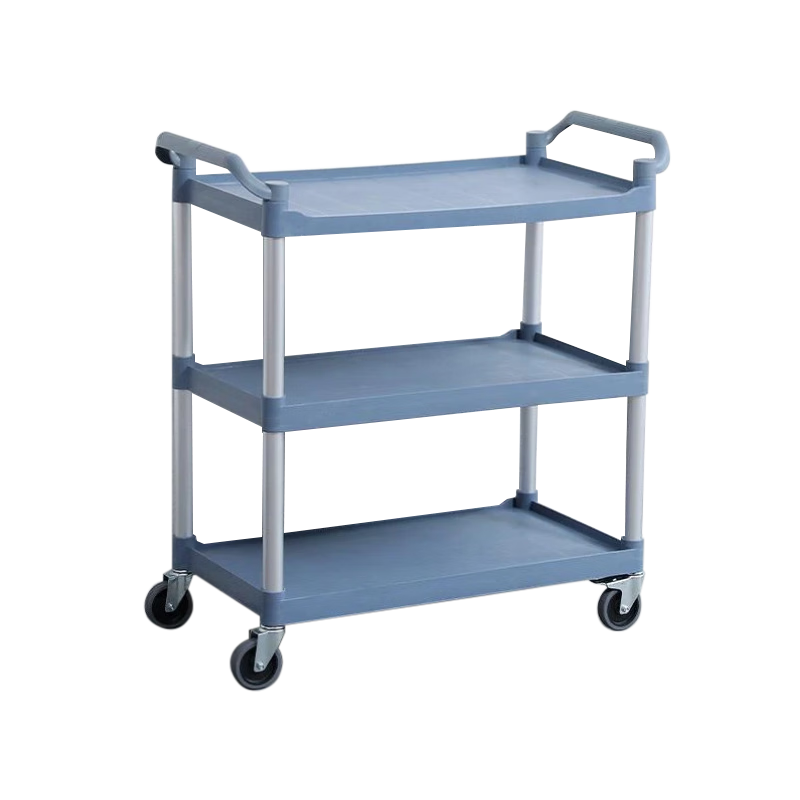 Ourunzhe Commercial Food Trolley, Restaurant Serving Cart, Mobile Food Delivery Cart, Hand-Pushed Cart, Three-Tier Large Size