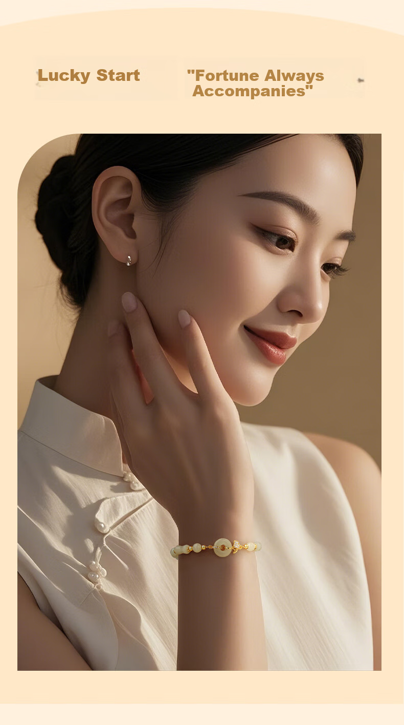GLTEN Hetian Jade Bracelet Silver Bracelet for Women, 2026 New Light Luxury Jewelry, Birthday Gift, Anniversary Present for Girlfriend Or Wife 3