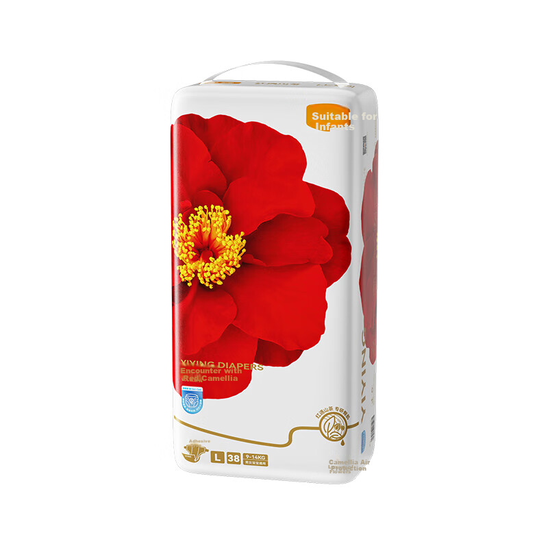 Подгузники Yiying Camellia, размер L, 38 шт., ультратонкие, дышащие, мягкие, для чувствительной кожи