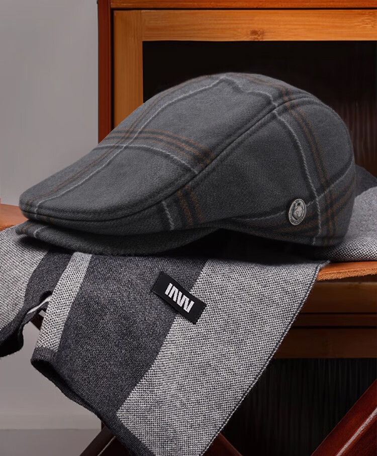 SEPTWOLVES Men's Winter Wool Blend Warm Duckbill Beret Hat with Fleece Lining Thickened Cold Protection Gift for Dad and Grandpa 11