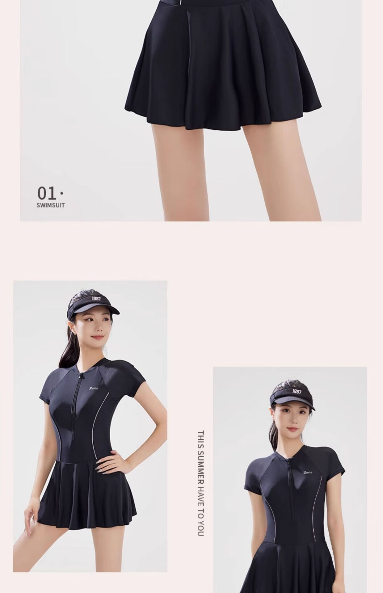 F.DYRAA Women's Conservative Slimming Tummy Control One-Piece Skirt Swimsuit Spa Swimming Pool Swimwear Three-Piece Set 14146 Black 2XL 9