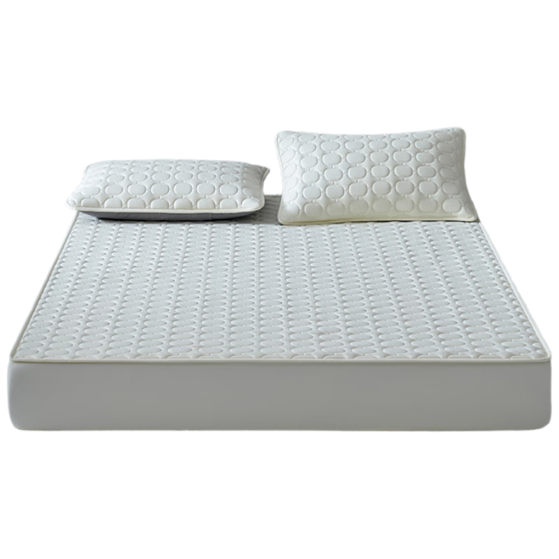 MLILY Fitted Sheet Three-Piece Set Anti-Mite Antibacterial Waterproof Mattress Protector 1.8m x 2m Moonlight White