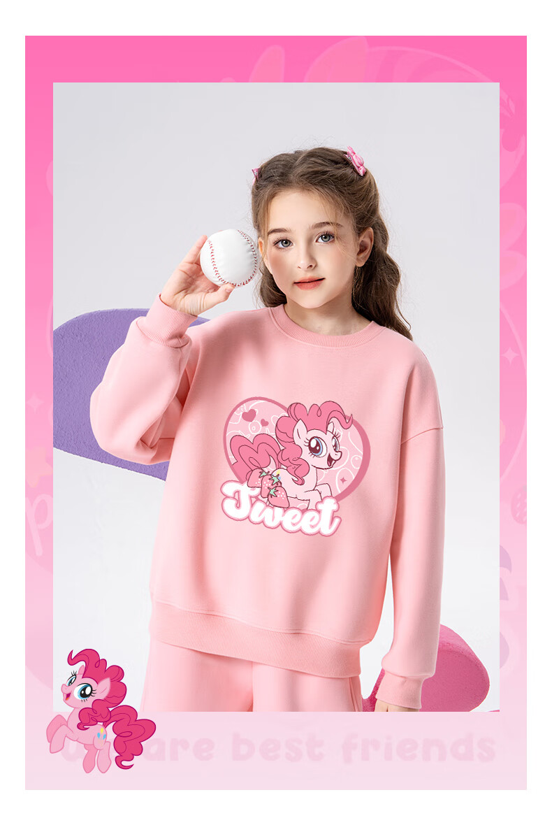 MY LITTLE PONY Girls' Sweatshirt Spring and Autumn New Cute Crewneck Top for Older Kids Fashion Autumn Wear Pink 160cm 7