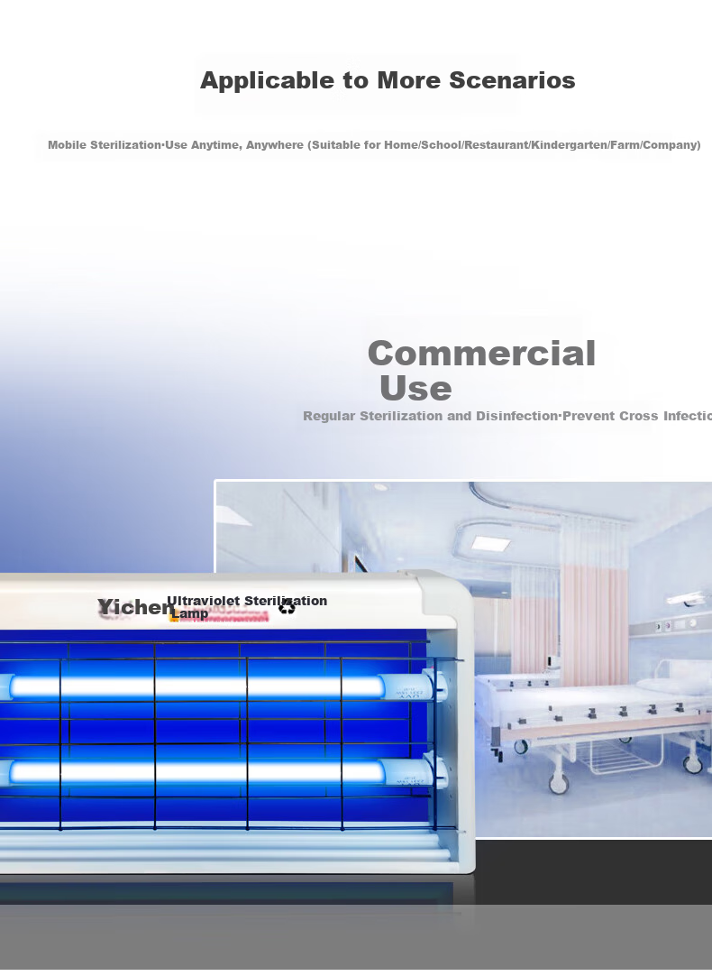 Yichen Suspended UV Disinfection Lamp, Factory Sterilization Light, Canteen Deodorizing And Mite-Removing Lamp, Home Ozone UV Tube Light 14