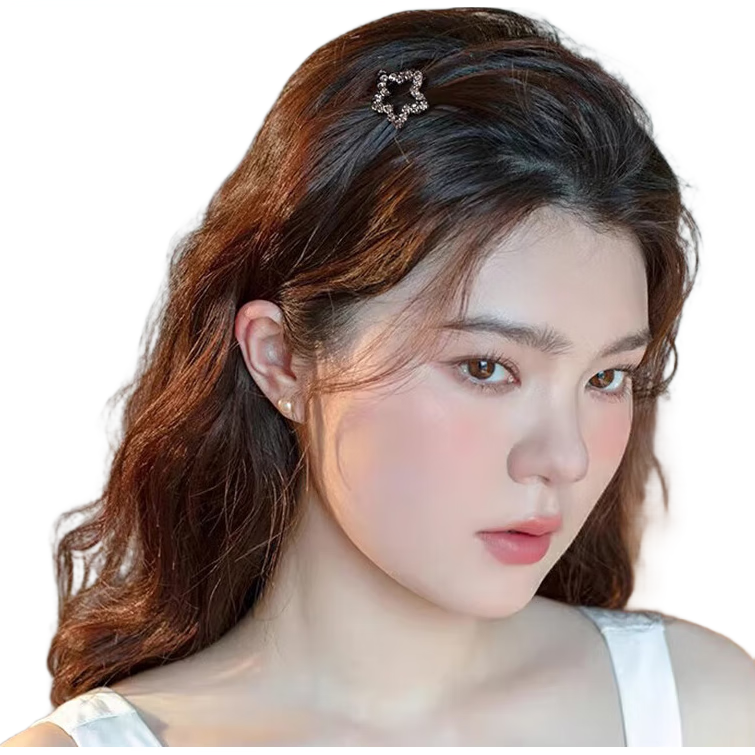 Xiangwan Rhinestone Hair Clip 2-Piece Set for Women, Front Bang Clip, Side Hairpin, Small Hair Clip, Gift for Women