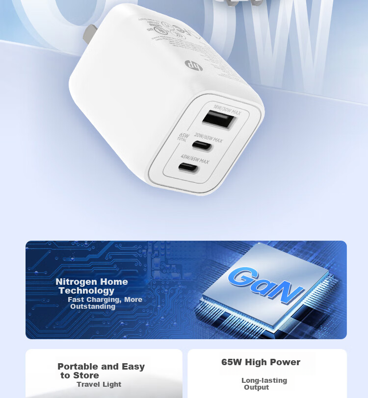 HP 65W Type-C Laptop Charger Portable Travel Adapter Original Surge Protection 2