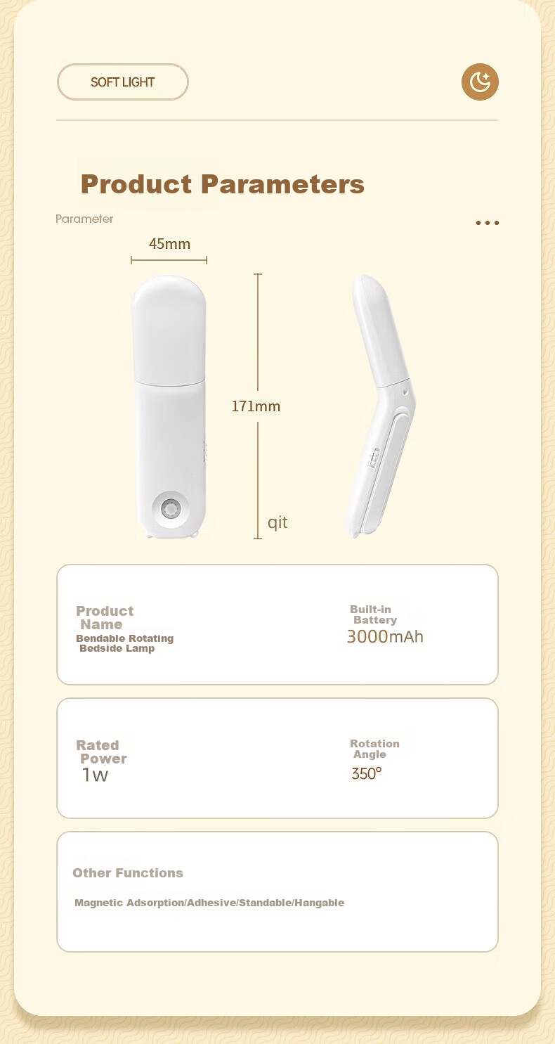 Kufire Bedside Lamp, Reading Night Light, College Dorm Desk Lamp, Bedside Lamp, Rechargeable, Eye Protection, Magnetic Suction, Long Battery Life 10