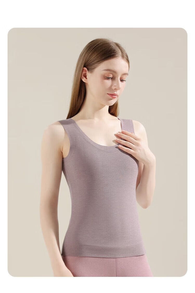 LangSha Women's Thermal Vest Seamless Customizable 100% Wool Filled Patch Comfortable Inner Layer Base Shirt Autumn Winter 8
