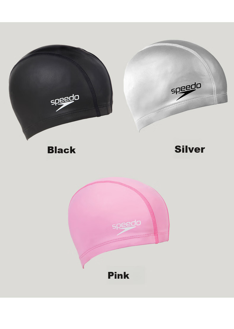Speedo Classic Silicone-Coated Swim Cap with Three-Layer Fabric, Soft And Comfortable Swimming Cap, Black 5
