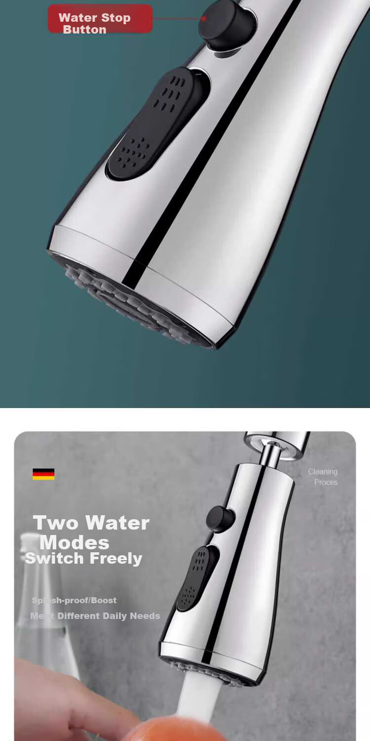ILeddog [Germany] Kitchen Faucet with Filter, Vegetable Washing Basin, Hot And Cold Water, Stainless Steel Swivel Anti-Splash Tap GY2D 10